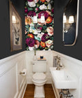 Peel And Stick Floral Wallpaper Rose Daisy Removable Mural For Walls Easy No Mess Vinyl Wall Decor In Black Pink Purple Wild Garden Pattern Renters Friendly 17.7In By 32.8Ft in bathroom accent wall
