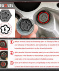 Guide for using 22 Piece Wheel Locking Nut Key Kit For Audi 2002 2012 with Universal Socket Adapters on a car wheel.