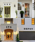 3 Inch Black Metal House Numbers And Letters With Nail Kit For Garden Door Mailbox Decor installed on modern house exteriors