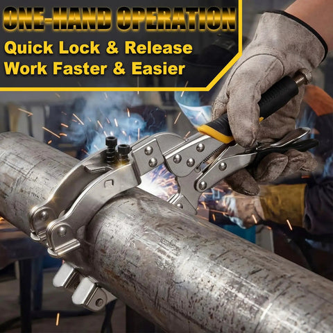 11 Inch Locking Welding Pipe Pliers Clamp For Round Tubes 2 To 3.5 Inches Heavy Duty High Carbon Steel For Metal Fabrication Industrial Home Workshop DIY Woodworking, locking round pipe