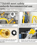 Detailed safety features of Three Quarter Inch Gas Hose 48 Inch Long Safety System Kit For Commercial Kitchens