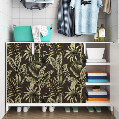 Tropical Floral Peel And Stick Wallpaper With Palm Leaves For Walls And Cabinets Removable Two Sheets Easy Install Seamless Pattern