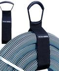 Two Pack Heavy Duty Cord Storage Wrap Holder with Hook and Loop Strap holding coiled hose, black strap, large carrying handle