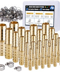 Brass Hose Barb Fittings Kit With 26Pcs Barb Splicer Mender Fittings And 52Pcs Stainless Steel Hose Clamps in box