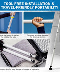 Heavy Duty Sliding Door Security Bar 23 To 47 Inch Adjustable With Anti Slip 360 Degree Base in suitcase and door installation