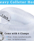 Heavy Duty Dust Collection Hose 2 By 10 Ft Thick Wall Pvc Suction Tube With Twist Lock Clamps Rip Proof Job Site Vacuum Hose