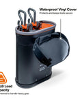 20 Inch Deep Oval Bucket Work Center With S Hook Compatibility, Heavy Duty Tool Organizer With Four Internal Dividers, Velcro Enclosure