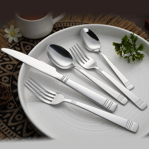 Heavy Duty Stainless Steel Flatware Set Packed With Twenty Piece Silverware Collection Dishwasher Safe Service For Four Bistro Style Dinner Cutlery That Goes Hard Every Night And Makes Cleanup A Total Snap
