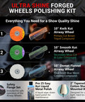 Ultra Shine Aluminum Wheel Polishing Kit with 10 Inch Buffs for a Deep Mirror Finish on Wheels, Buffs, and Compounds