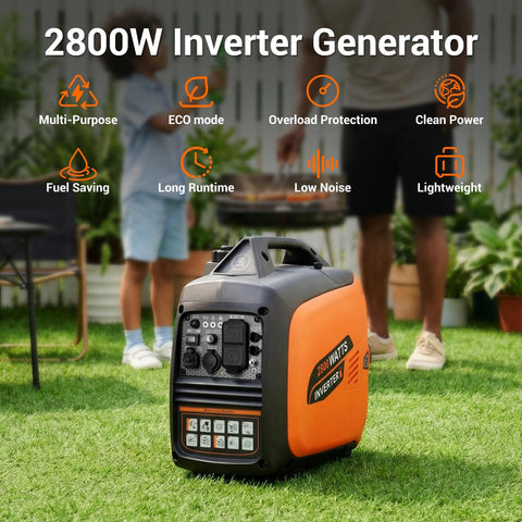 Beefy 2800 Watt Portable Inverter Generator For Home And Camping Use Gas Powered Quiet Emergency Backup With Fuel Shut Off