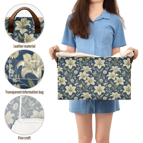 Game Changer Foldable Storage Bins For Shelves With Heavy Duty Steel Frame And Smooth Polyester Fabric Featuring Grab Handles, floral pattern.
