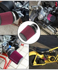 Collage of Beefed Up Air Filter Adapter Kit in red for Predator 212cc engines on mini bike and go-kart