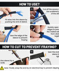 Step-by-step guide on using 1 Inch Inner Diameter 10 Foot Split Braided Wire Cable Sleeve for cable management.