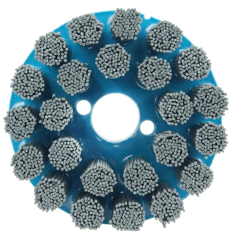 4 Inch Nylox Disc Brush With Crimped Filament For Deburring Edge Rounding And Surface Finishing On CNC Milling And Robotic Centers