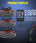 Three Piece 60 Inch RGB Truck Bed Light Kit With 270 LED Neon Accent Lighting And RF Remote On Off Switch Plus Splitter Extension Cable