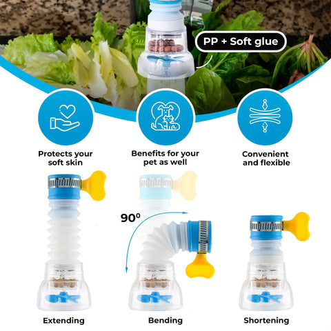 360 Rotating Faucet Filter Extenders Set For Sink Direct Water Flow And Splash Reduction with extending, bending, shortening views