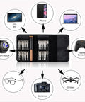 Magnetic 25 In 1 Screwdriver Set With Vanadium Steel Bits Non Slip Handle Portable Leather Case for electronics and gadgets.