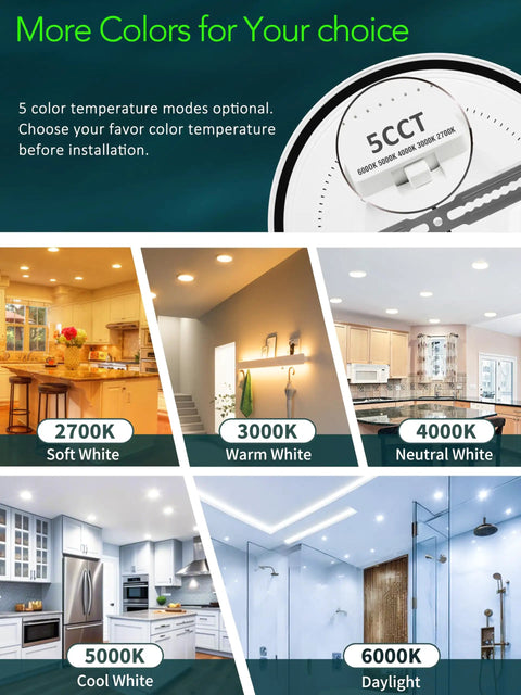 Different light settings with Slim Dope 7 Inch LED Flush Mount Ceiling Light Dimmable 5 CCT Selectable for Bedroom Energy Star ETL White