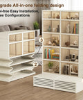 Extra Large White Plastic Collapsible Storage Bins With Tight Lids Five Tier Modular Drawer Cabinet showcased in living room setting.