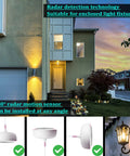 Radar Motion Sensor Outdoor Flood Light Bulbs PAR38 LED Dusk to Dawn Security Bulbs 15W 100W Equivalent 5000K Daylight for Porch Garage Driveway 360 Degree Coverage Weatherproof No Brainer Install 2 Pack installed on a house exterior at dusk