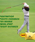 Golfer using Next Level Golf Swing Speed Trainer with Impact Bag and Swing Whip on green field