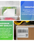 Heavy Duty Thermal Transfer Shipping Labels 2 X 1 Inches applied to clear containers for organization and shipping tasks.