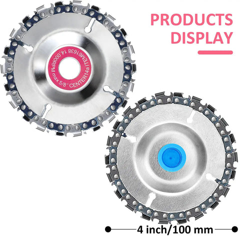 Badass 3 Piece Wood Carving Chain Disc Set Engineered For 4 And 4 1 2 Inch Angle Grinders featuring two stainless steel discs.