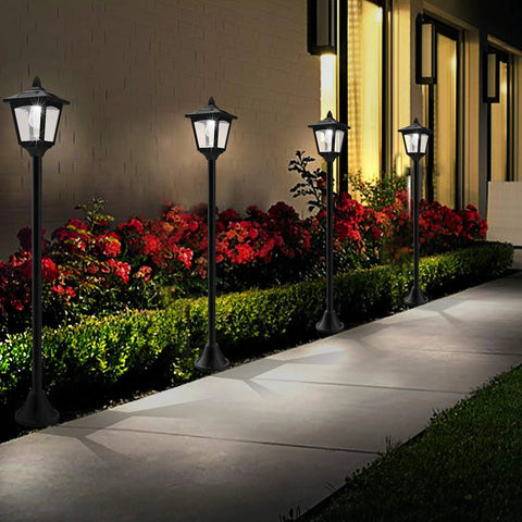 40 Inch Solar Lamp Post Lights Outdoor Vintage Street Vibe For Lawn Pathway Driveway Front And Back Door Pack Of 2