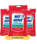 Triple Pack Alcohol Free Hand Wipes With Benzalkonium Chloride For Adults And Kids, 90 Wipes In Three 30 Count Packs