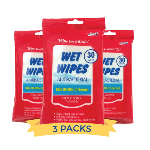 Triple Pack Alcohol Free Hand Wipes With Benzalkonium Chloride For Adults And Kids, 90 Wipes In Three 30 Count Packs