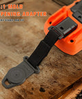 Close-up of magnetic hanger attached to hard case for multimeters, part of Hard Case Bundle With Magnetic Hanger Strap Replacement For Digital Multimeters MM400 MM325 MM300 MM200 ET140 MM720, Keeps Your Meter Secure, Hands Free Pro Grade For On The Go Electricians, And Stores All Accessories In One Convenient Pack.