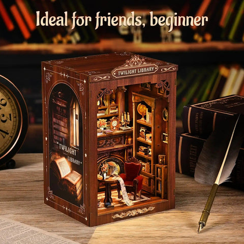 DIY 3D Wooden Book Nook Kit For Adults Teens And Beginners A Miniature Tiny House For Bookshelf Decor in Twilight Library style