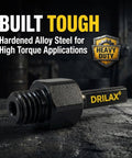 Universal Five Eighths To Three Eighths Drill Adapter Attachment With Threaded Arbor Shaft shown in hardened alloy steel