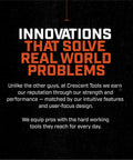 Text image about innovations solving real world problems in tool design by Crescent Tools