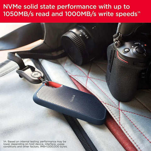 1TB Portable NVMe SSD With USB C, USB 3.2 Gen 2, Blazing 1050MB/s Read, 1000MB/s Write, IP65 Rugged Dust And Water Resistant Exterior