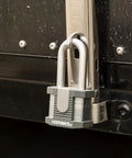 50mm Laminated Steel Padlock Set Keyed 2 Inch Shackle Boron Steel Body Built Tough Weatherproof Heavy Duty Locks 4 Pack in use on gate
