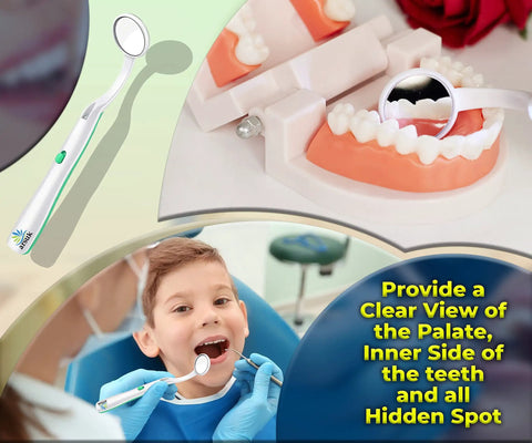 LED Lighted Dental Mirror For Easy At Home Teeth Checks With Bright Illumination Anti Fog Handheld Mouth Mirror For Inside Mouth Gums And Tongue Reusable Dentist Style Dental Mirror For Home Use 2 Pack, handheld in child mouth