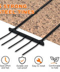Broad Fork Garden Tool With Ergonomic Design For Farms And Home Gardens, Easy Soil Turning And Weeding, 5 Tine Hand Cultivator