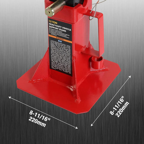 Heavy Duty 12 Ton Automotive Jack Stands Adjustable Height For Cars And Trucks 26,400 Lb Capacity Red 1 Pair