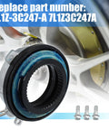Heavy Duty Pair Of Front Automatic Locking Hub Actuator Assembly For Ford F150 Expedition Mark Lt Straight Bolt On No Headache Install Replace 7L1Z3C247A showing the actuator with blue seals and mounting bolts.