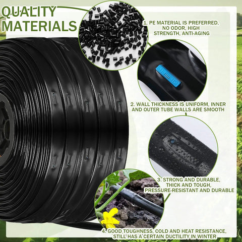 500 Ft 5 Eighth Inch Drip Irrigation Kit With 8 Inch Spacing Drip Tape 16 Mil Hose System quality materials and features