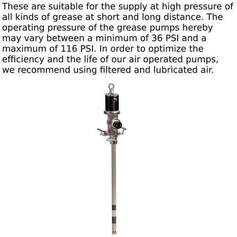 Air Operated Grease Pump Industrial Grade 40 To 1 For RAM Compatible Lubrication Systems with metal rod and fittings