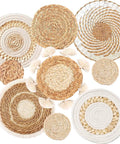 Nine Piece Boho Wall Basket Set Made From Seagrass And Rattan Round Handmade Hanging Baskets For Farmhouse Living Room Bedroom Display Kitchen And Home Decor Eco Friendly Natural Wicker Vibe