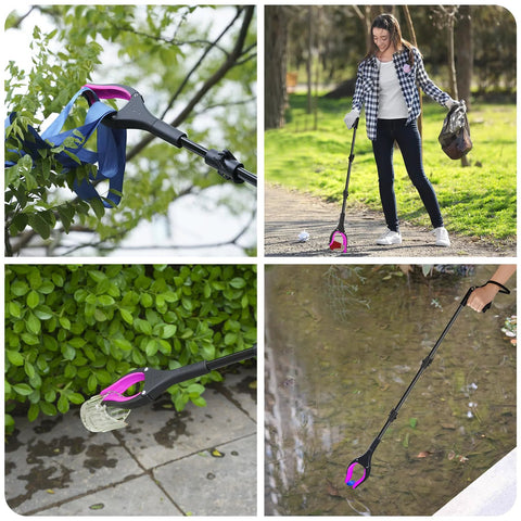 Amazon 36-inch pink foldable reacher/grabber with 360-degree rotating jaw, lightweight pickup tool.