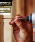 Hands using drill to install Interior Construction Screws Size 6 X 1 Inch, 100 Pack, Pro Grade Fast Install, no pre drilling required.