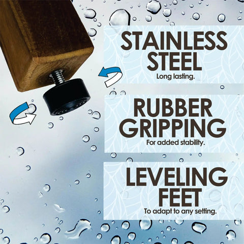 13 Inch Solid Teak Wood Shower Foot Bench With No Slip Rubber Gripping Feet Stainless Hardware Water Resistant Detail View