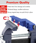 Magnetic TPU Vise Jaw Pads Kit With 2 Pairs Of 4 And A Half Inch Jaw Pads Pro Grade Multi Groove And Waffle Surface Sets for protection.