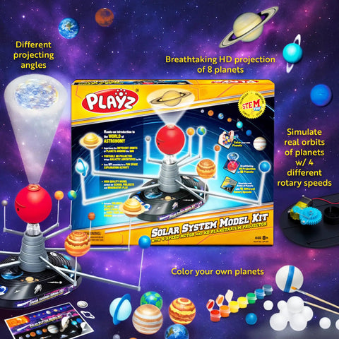 Epic Solar System Model Kit For Kids With 4 Speed Motor And HD Planetarium Projector box with planets and projector details
