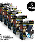 5 pack of Bionic Spotlight Solar Motion Light for Outdoors 25 Feet Coverage, Waterproof Frost Resistant Patio Yard Lighting