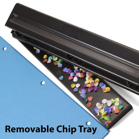 Three Hole Punch For Home Or Office No Fuss 8 Sheet Capacity Cuts 9/32 Inch Holes Through 20lb Paper Removable Chip Tray